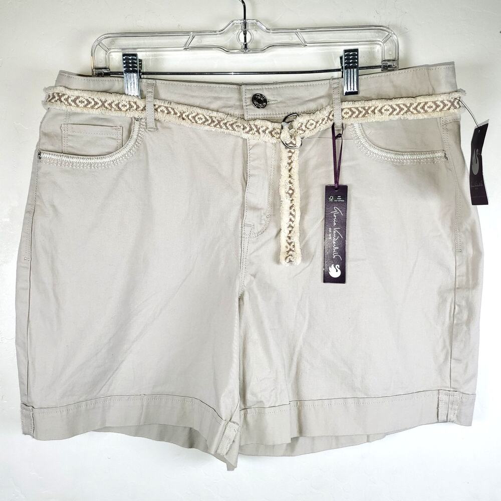Gloria Vanderbilt Tan Cotton Mom Summer Shorts Beach Cruise Resort Wear Size 14
